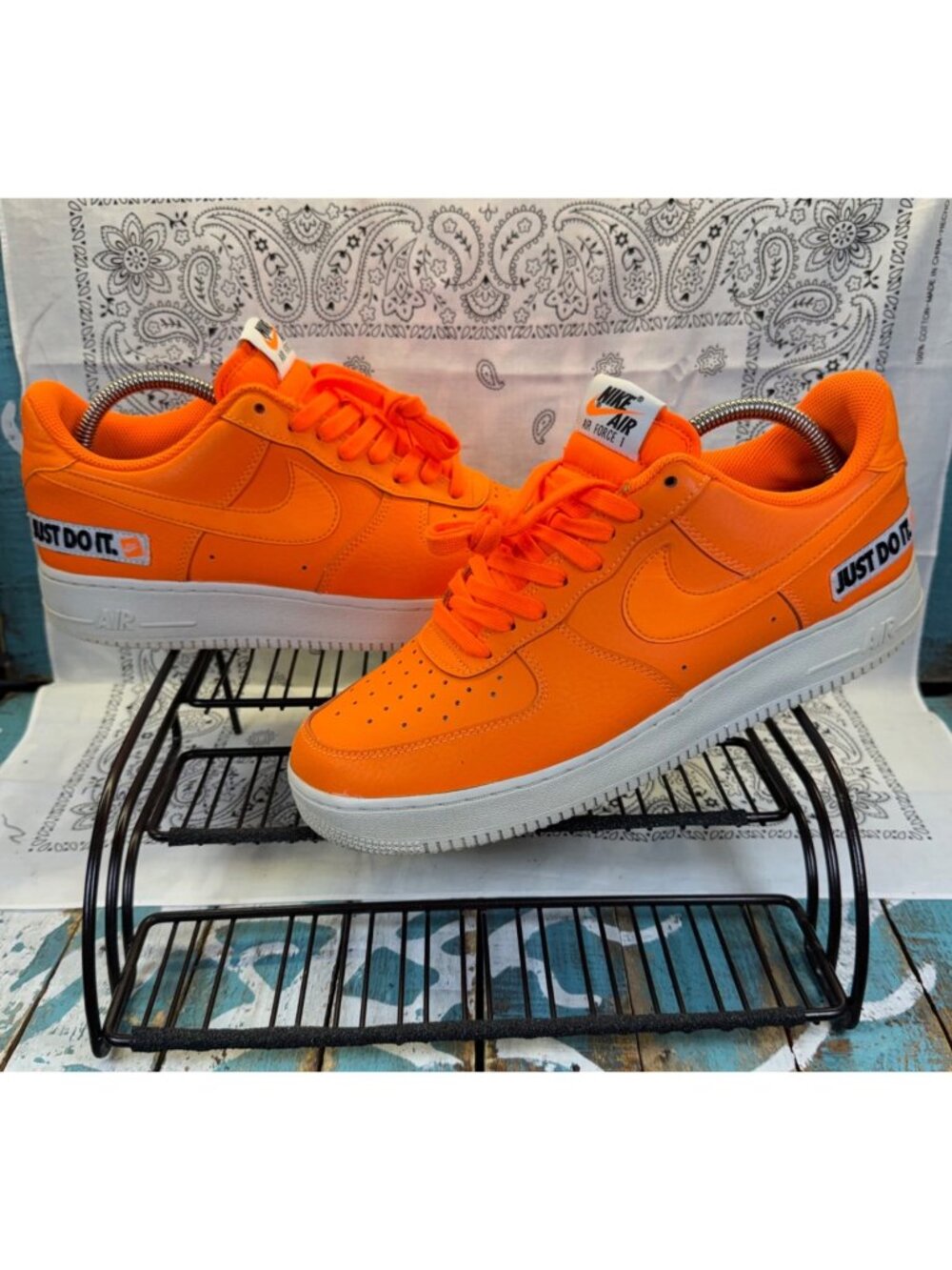 Nike Mens Air Force 1 Just Do It '07 LV8 JDI Orange BQ5360-800 Size 10